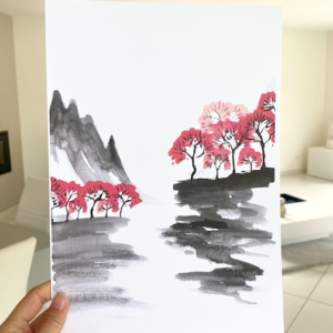 Aquarelle : paysage de Chine