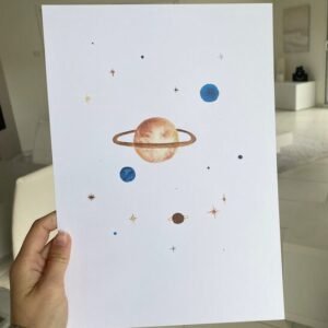 Aquarelle planète Saturne