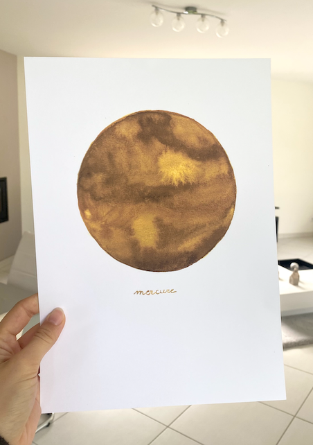 Aquarelle : planète mercure
