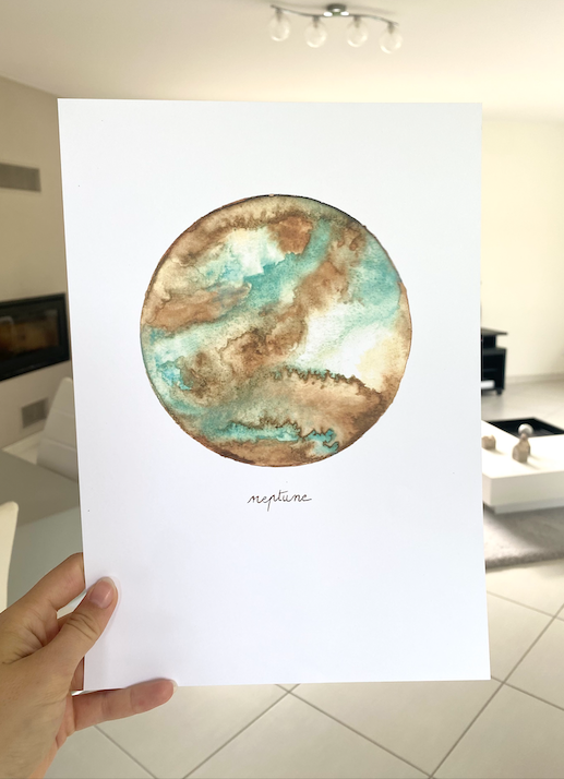 Aquarelle : planète neptune